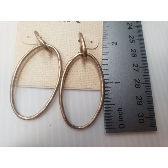 The SAK Gold Hoop Earrings Slim Oval Gold Tone New - Picture 6 of 6